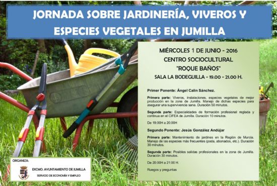 Economía y Empleo celebran mañana miércoles una charla sobre jardinería, viveros y especies vegetales en Jumilla