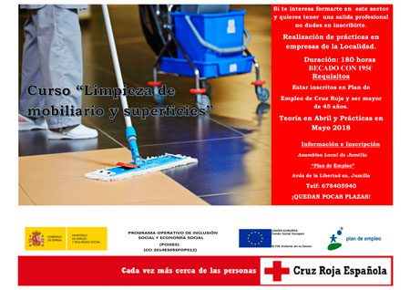 Cruz Roja inicia  un curso sobre «Limpieza de mobiliario y servicios» dentro del programa Plan de Empleo