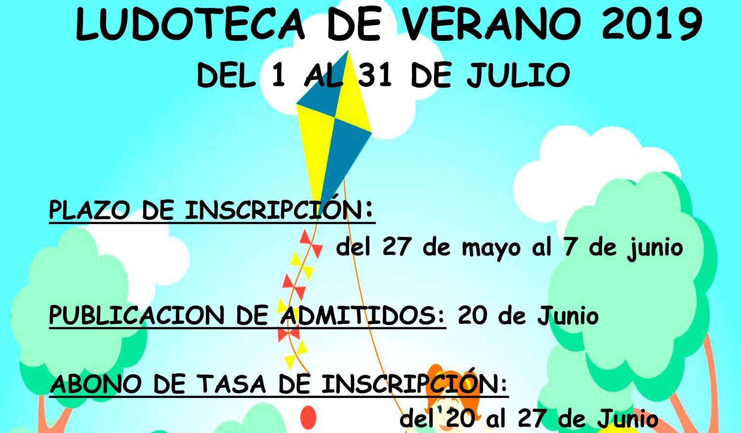 El lunes se abre el plazo de inscripciones en las Ludotecas de Verano que se llevarán a cabo en el mes de julio