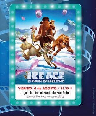 El jardín de San Antón proyectará la película infantil «Ice Age 5. El Gran Cataclismo»