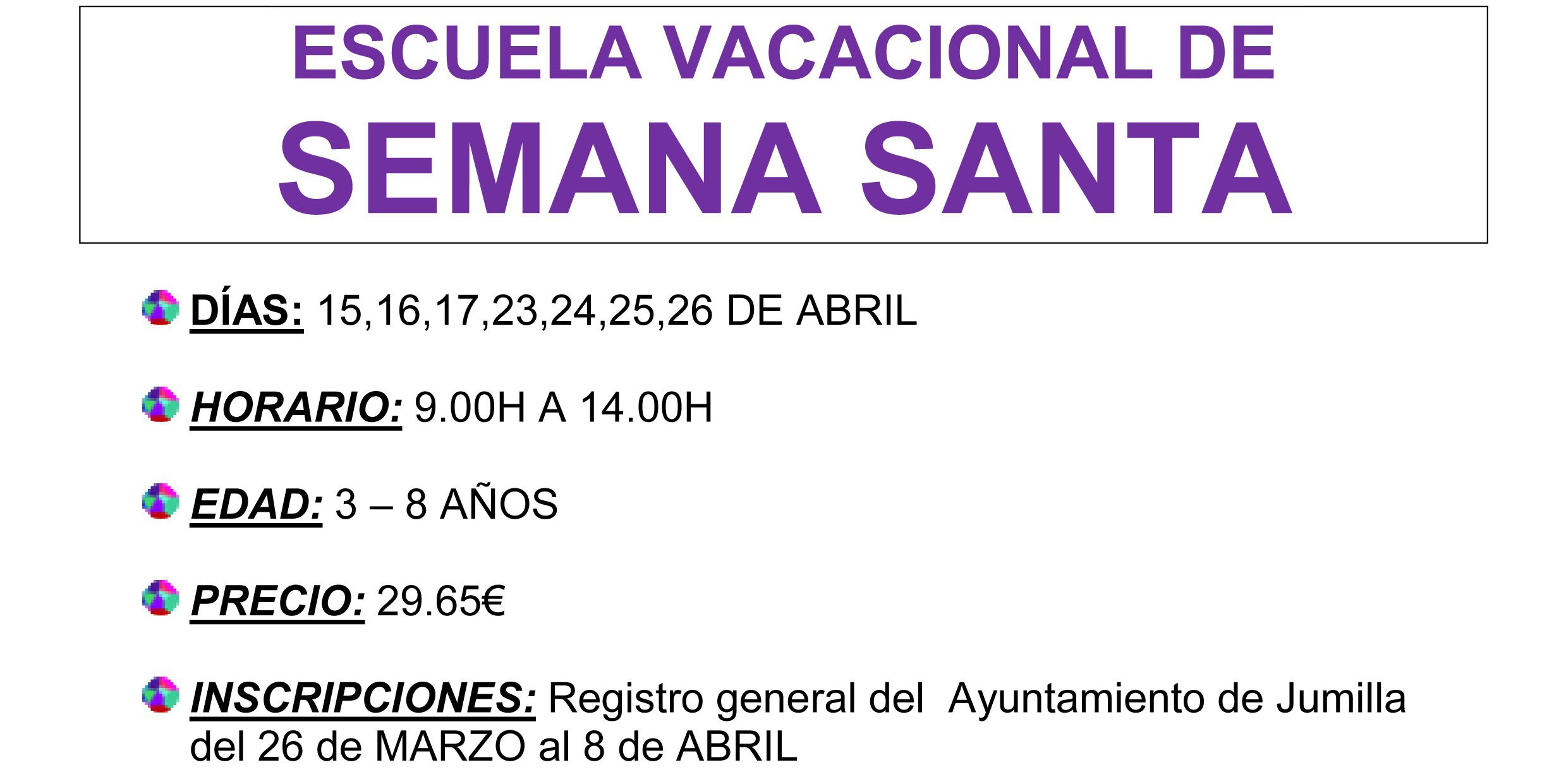 El Centro de Atención a la Infancia abre durante las vacaciones de Semana Santa para niños de 3 a 8 años