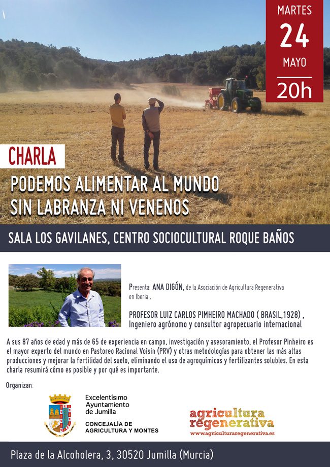 Mañana va tener lugar una charla sobre agricultura regenerativa de la mano del profesor brasileño Luis Carlos Pimheiro