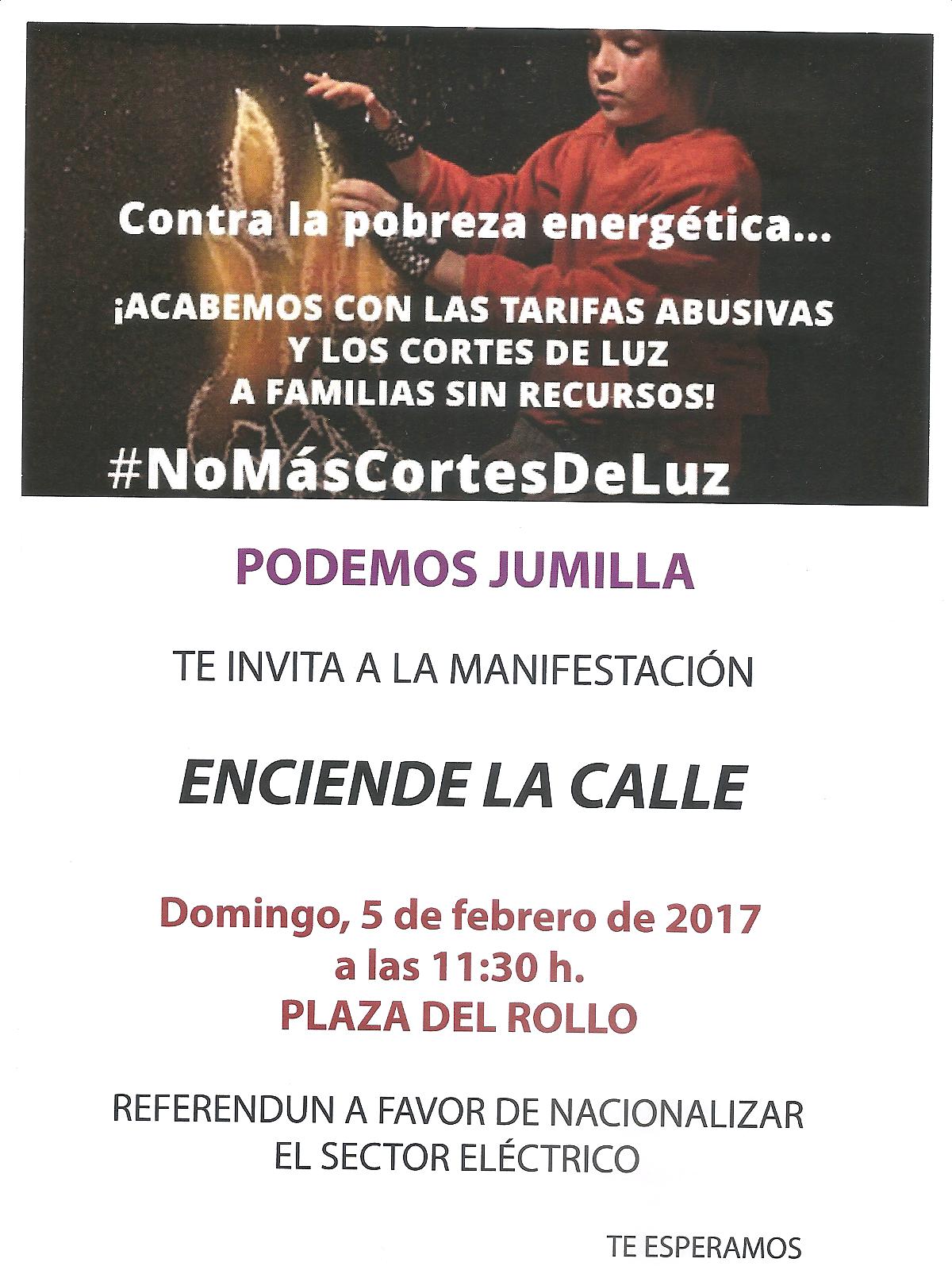 Podemos convoca la manifestación ‘Enciende la calle’, en contra de la pobreza energética