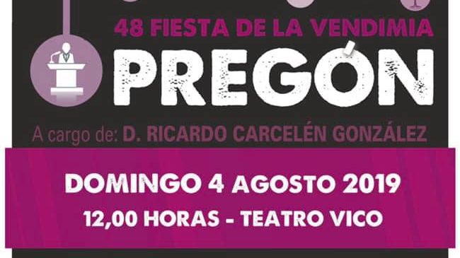 Ricardo Carcelén pregona este domingo la 48 edición de la Fiesta de la Vendimia